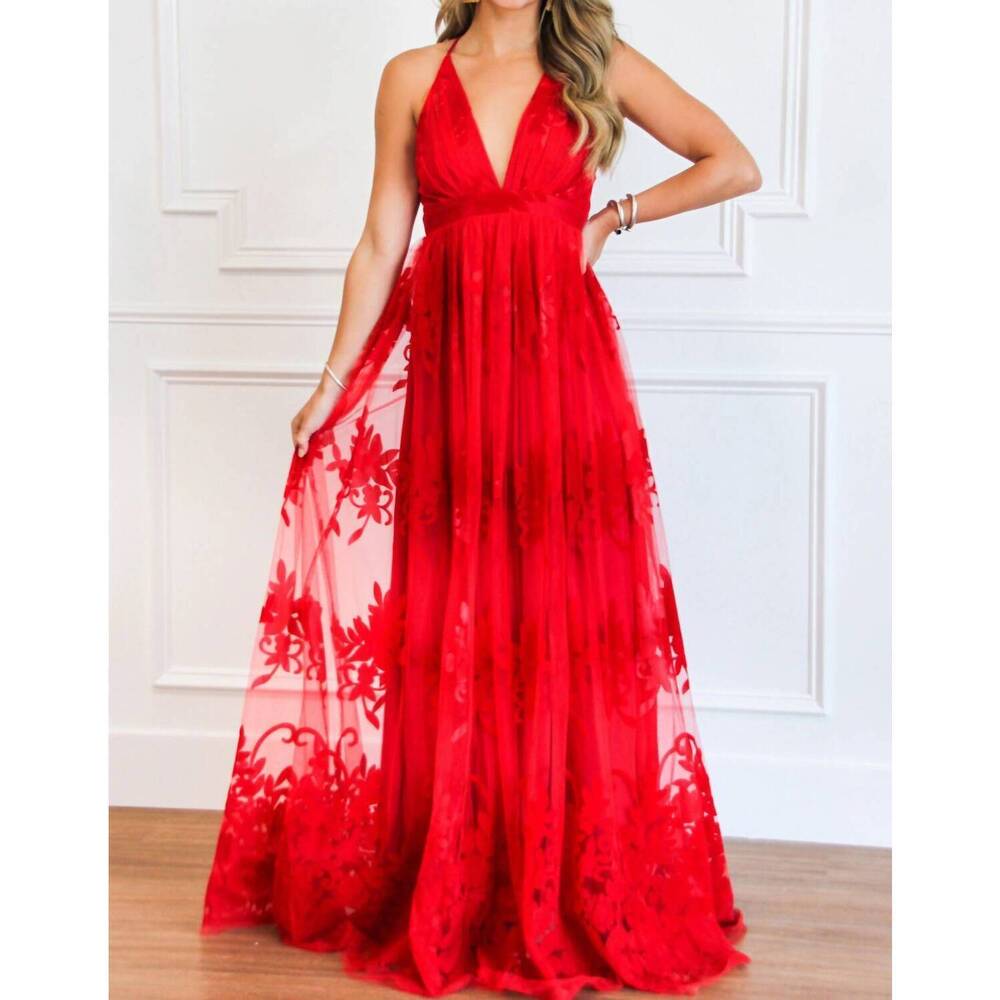 NEW LUXXEL here comes the bride maxi dress in red